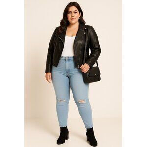 Wild Fable High Rise Jeans Womens Plus Size 28 Light Wash Distressed Straight